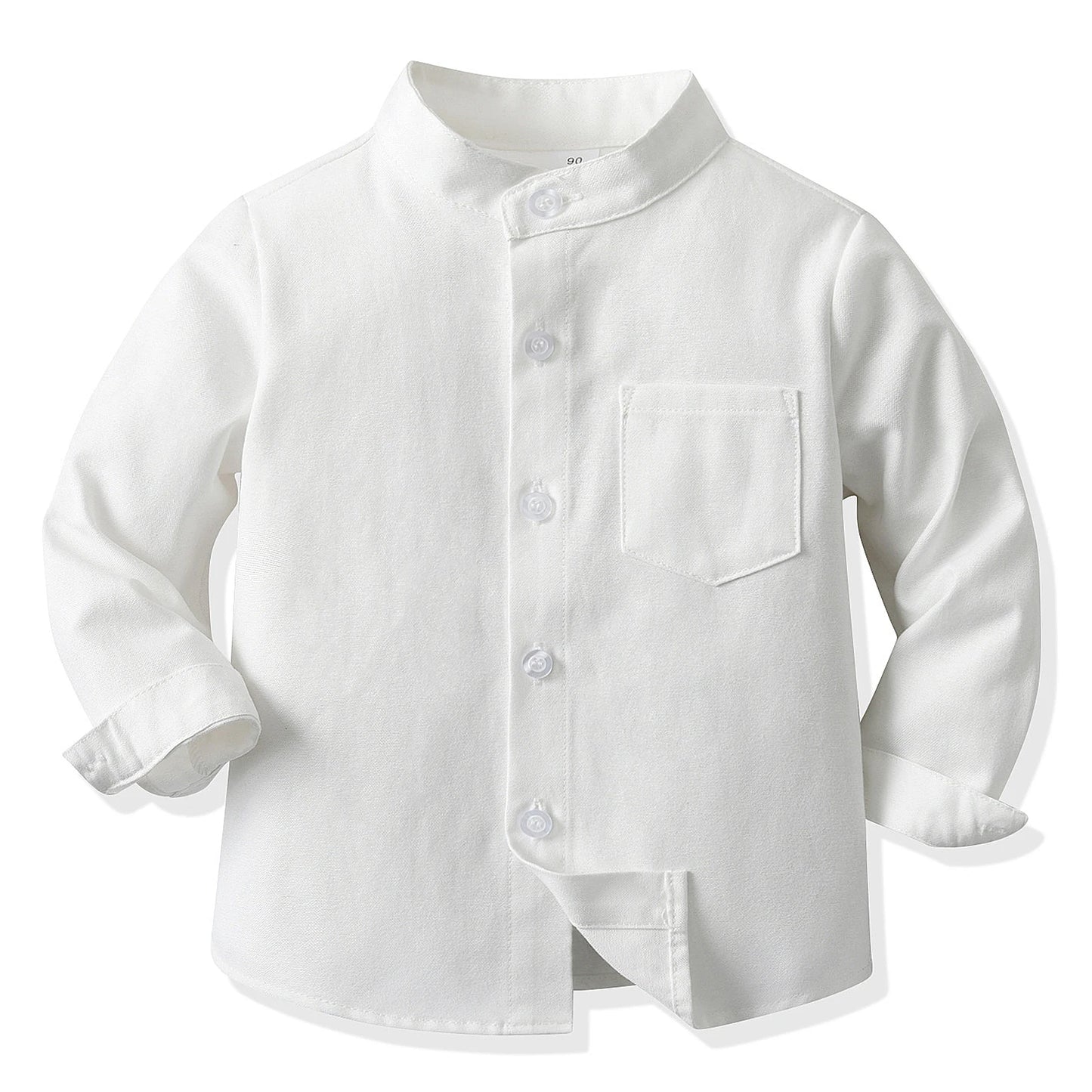 Girls' School Uniform,Long/Short Sleeve Blouse,Single Breasted High Collar Boys Shirts,Formal Kids Button-Down Gentleman Tops