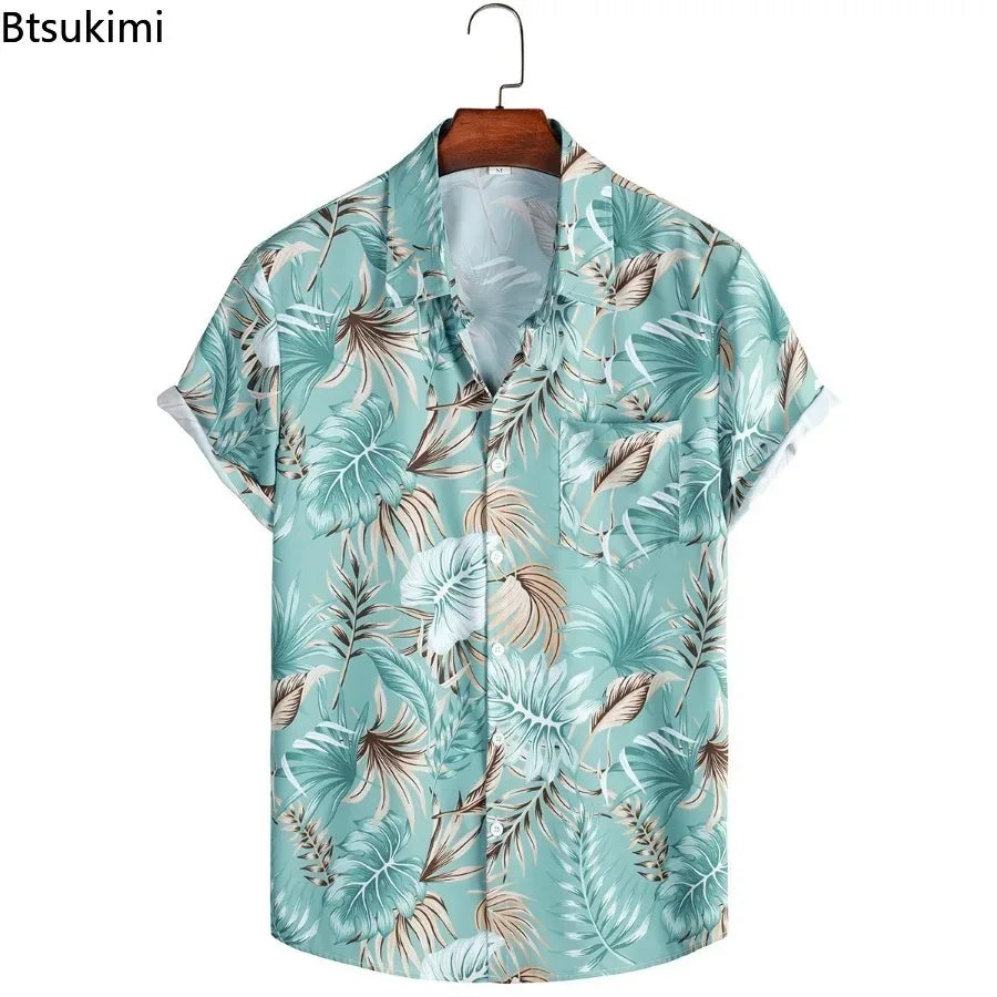 Men's Summer Hawaiian Style Loose Short Sleeve Casual Shirts Fashion 3D Print Vacation Beach Shirt Tops Breathable Blouses Male
