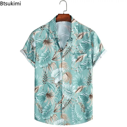Men's Summer Hawaiian Style Loose Short Sleeve Casual Shirts Fashion 3D Print Vacation Beach Shirt Tops Breathable Blouses Male
