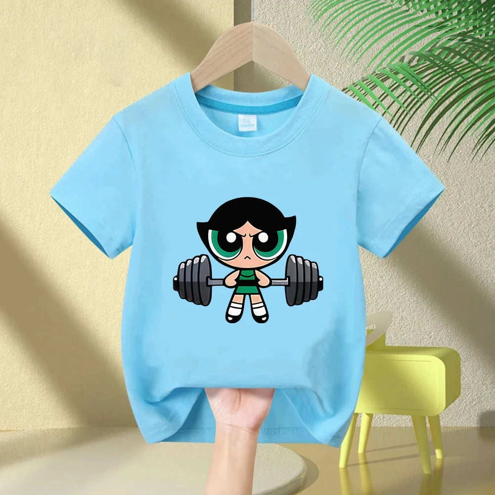 Girls Super Powerful Blouse Training Streetwear T-shirt Kids Shirt Academy Fitness T-shirt