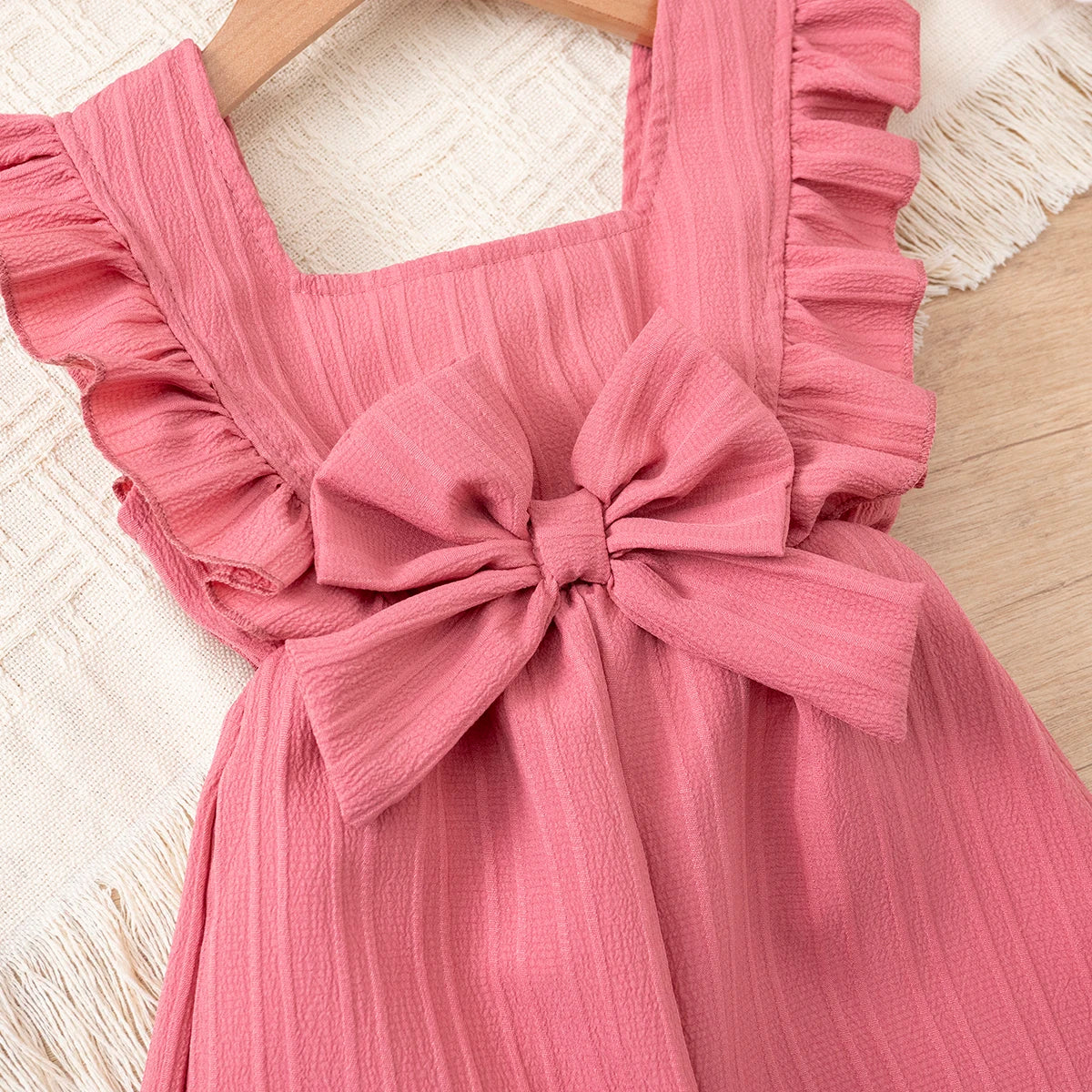 Girls' Summer Overall Pants /, Shoulder Pleated Side Bow Front, Loose Wide Leg, Casual Daily Playwear, 1-6 Years