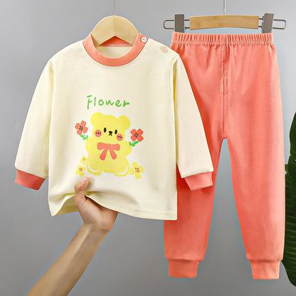 New Kids Boys Girls Pure Cotton Pajamas Cute Cartoon Long Sleeve Pyjamas Toddler Baby Autumn Sleepwear Children's Clothing Sets