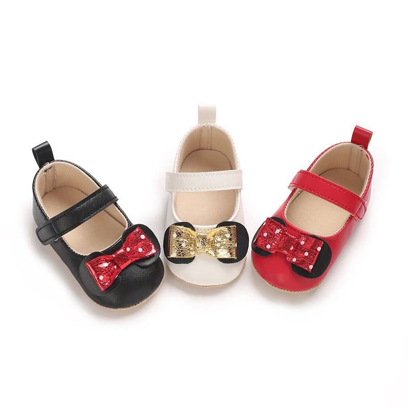 Baby Girl Cute Bow Shoes Spring Autumn Toddlers Prewalkers White Cotton Baptism Shoes Infant Soft Bottom First Walkers 0-18M