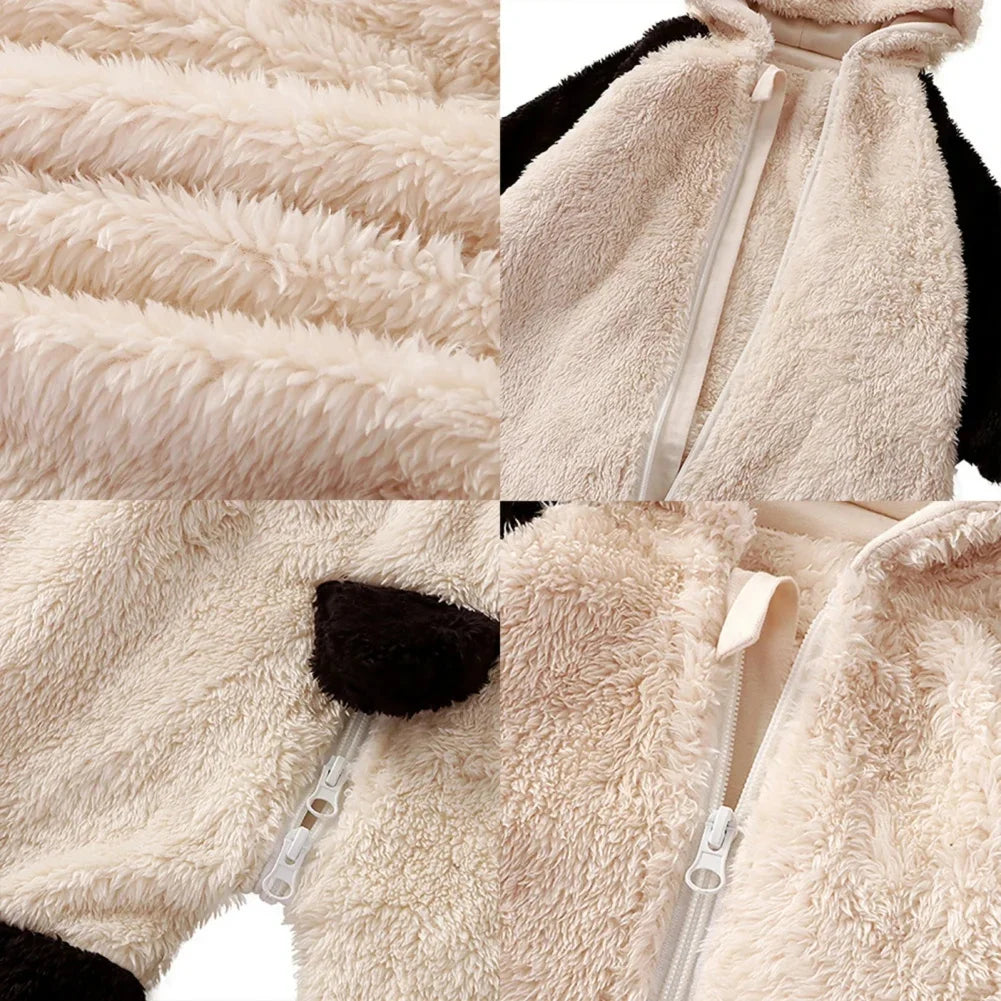 Winter Baby Clothes Cute Cartoon Bear Baby Rompers Pajamas Infant Boy Girls Animal Costume Zipper Jumpsuit 0-24 Months