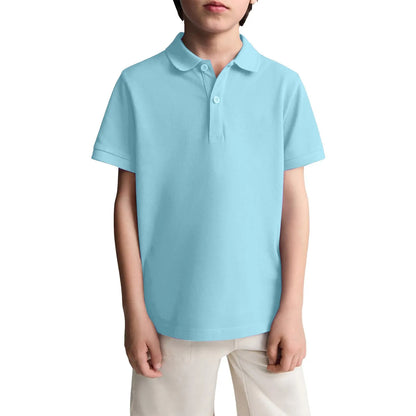 Boys Casual Polo Shirts Short Sleeve Lapel Shirt Short Sleeve Athletic Tee School Uniform Shirts For Kids 6-11y