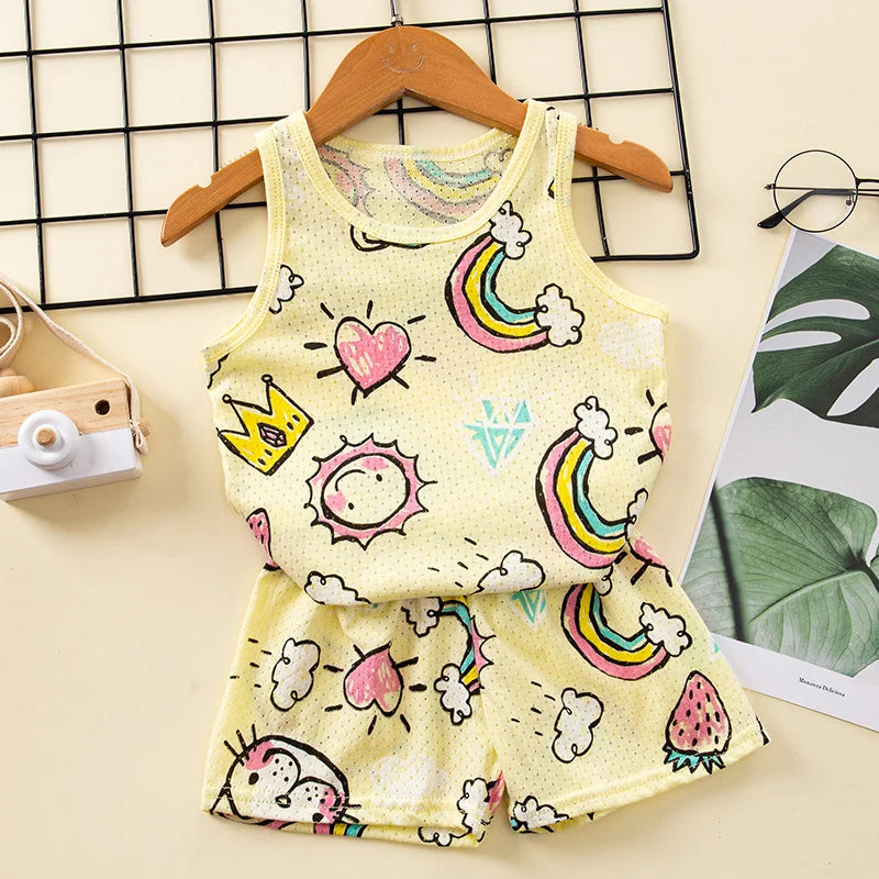 Girls Pajamas Sets 0 to 1 2 3 4 5 6 7 8 9 Years Cute Cat Print 100% Cotton Cartoon Boys Pyjamas Dino Kids Children Home Clothing