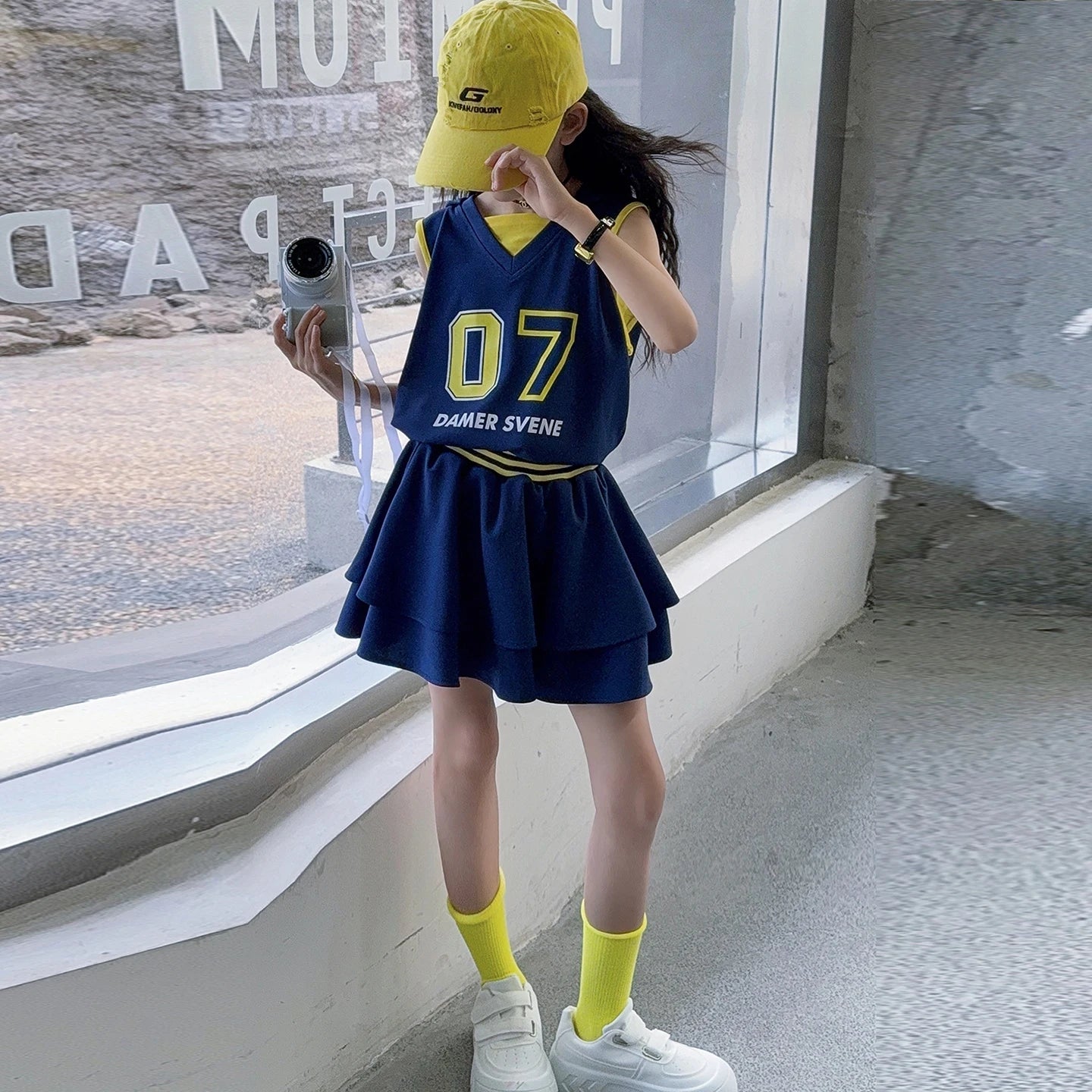 Girls Clothes Set Kids Two Pieces Suits Child Sporty Style Tee+Shorts Sets Tween Girls Clothes Set With Number Design Size 4-14Y