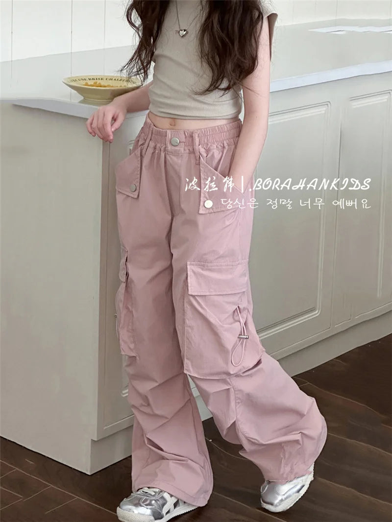 Girls Pants Spring Kids Hip Hop Pants Summer Children's Streetwear Casual Trousers Autumn Fashion Teen Large Size Sweatpants