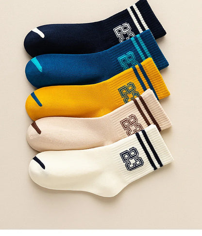 5 Pairs Kids Boys Girls Socks Children Baby Toddler Sport Socks School Students Spring Autumn Soft Cotton Fashion Mid Tube Socks