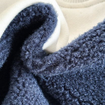 2Pcs Baby Boys Clothes New Casual Wear Lamb Wool Children Clothes Long Sleeves Sweatshirt Top Pants Color Block Kids Clothes