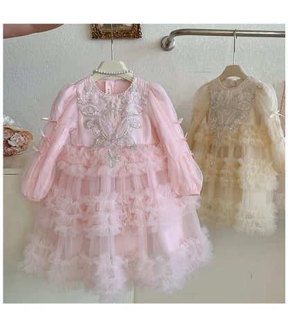 Baby Girls Clothing 2025 Autumn and Winter New Item Beautiful Dress Solid Color Pretty for Little Girls
