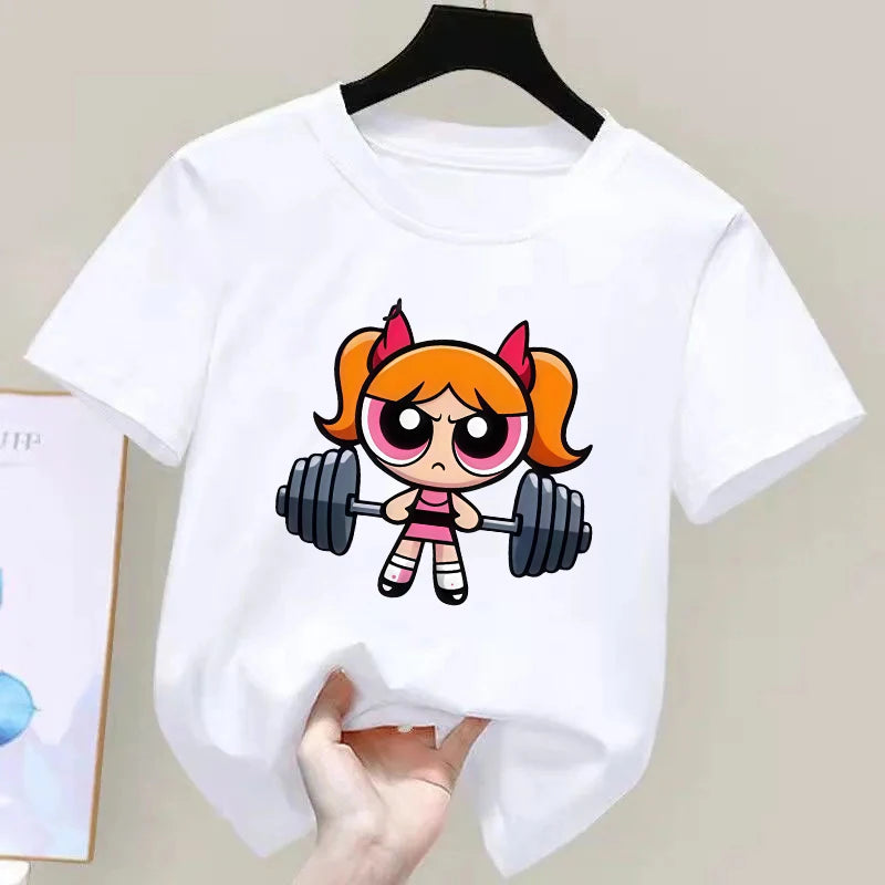 Girls Super Powerful Blouse Training Streetwear T-shirt Kids Shirt Academy Fitness T-shirt