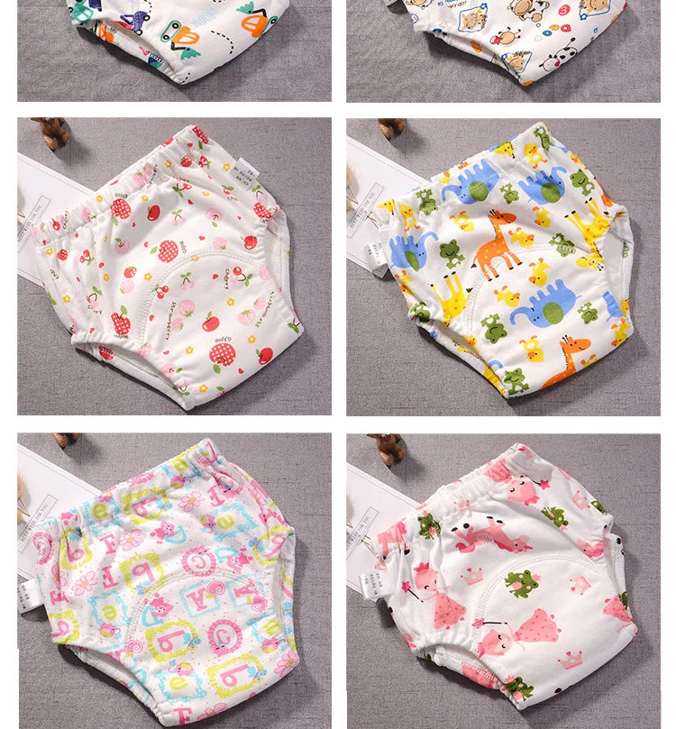 Baby Waterproof Reusable Training Pants Cute Cotton Baby Diaper Infant Shorts Nappies Panties Nappy Changing Underwear Cloth New