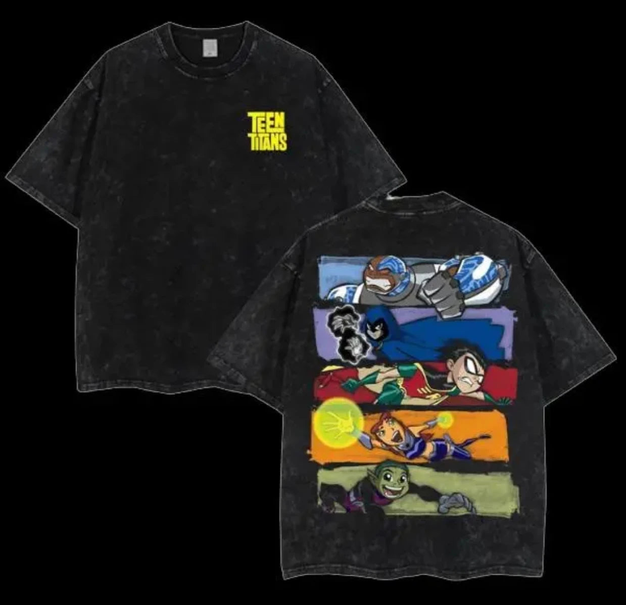 Teen Titans Go! Washed T-shirt New Model personality Clothes Year round clothing Oversized Unisex Streetwear Trendy high quality