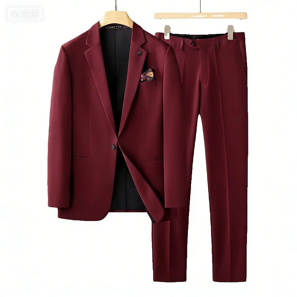Men's  Two-Piece Suit plus Size Professional Business Wedding Formal High Quality Terno Solto Grande Peso Negócios Casamento