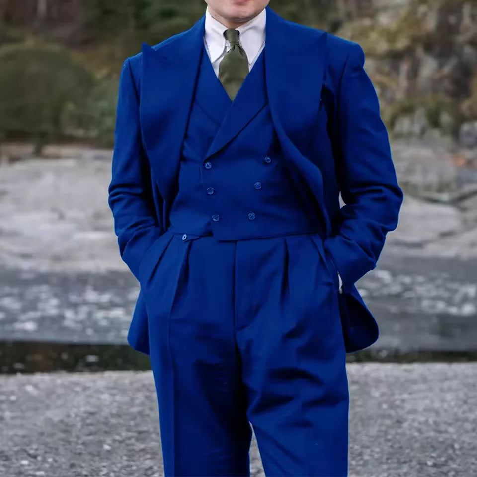 Men's Suit Three-piece Slim Double-breasted Jacket Vest Pants Full Suit Casual Stylish Elegant Comfortable Suit Man Suits Set