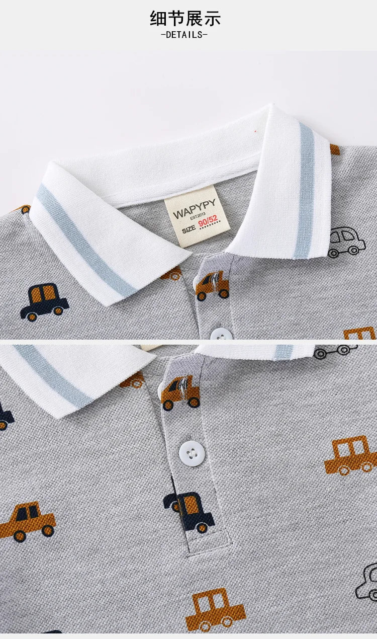 Baby Boy Clothes Summer Short Sleeve Children's Polo Shirts Toddler Kids Cotton T-shirts Boys Lapel Cartoon Tees Kids Sport Tops