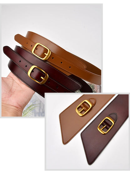 Fashion Belts for Women Leather Waistbands Gold Square Pin Buckle Cummerbunds HOT Body Corset Cummerbund Female Wide Soft Belt