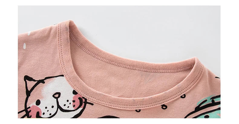 Girls Pajamas Sets 2 to 3 4 5 6 7 8 9 10 11 12 13 14 Years Cotton 100 Toddler Kids Pijamas Long Sleeve Cute Pyjama Pink Cat Pjs