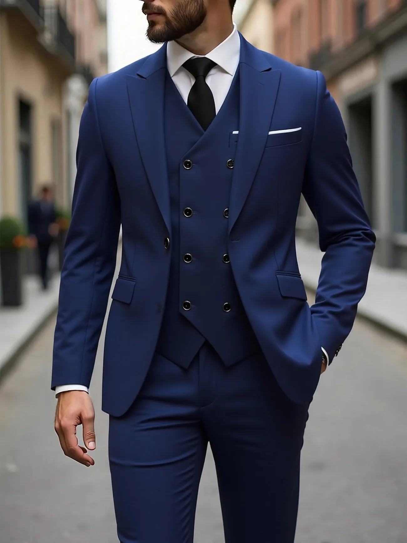 Men's Three-Piece White Suit, Anti-Wrinkle, No-Iron, Anti-Stick Fur Business Formal Suit, Four-Season Workplace Work Clothing Dr