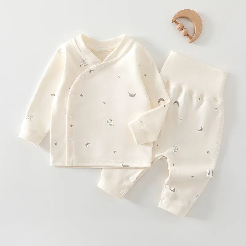 0-3Y Newborn Underwear 2Pcs Sets New Spring Infant Girls Boys Pure Cotton Sleepwear High Waist Pants Soft Baby Pajamas Clothes
