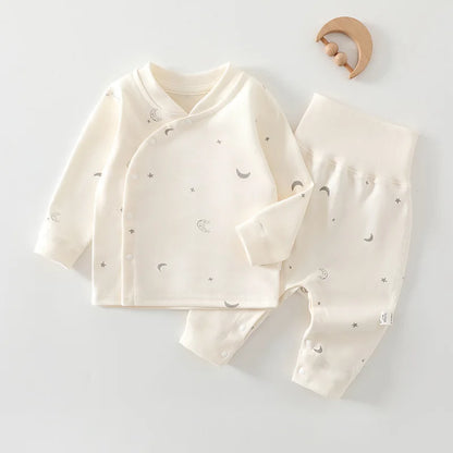 0-3Y Newborn Underwear 2Pcs Sets New Spring Infant Girls Boys Pure Cotton Sleepwear High Waist Pants Soft Baby Pajamas Clothes