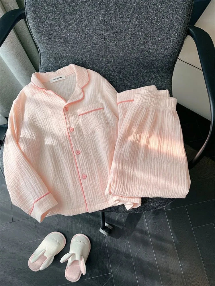 Kids Girls' Lightweight Style Pajamas Solid Color Long Sleeve Pant Set Air Conditioning Wear Indoor Outdoor Toddler Sleepwear