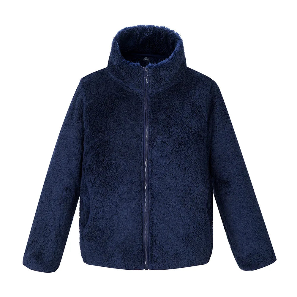Winter Warmth Girls and Boys Plain Full Polar Fleece Turtleneck Zip Jackets Child Coat School Kids Outfit Tops 5-14 Years