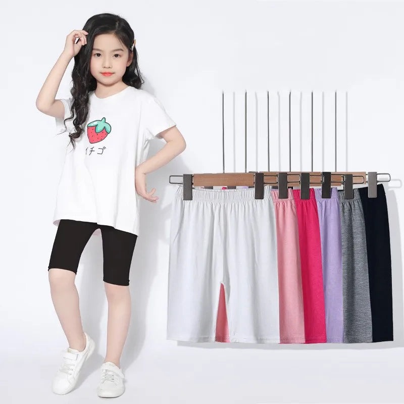 Girls Pants Calf Length Pant Elastic Kids Leggings Children Skinny Pant Trousers Solid Color 2-12Y Cropped Bottoms Leggings