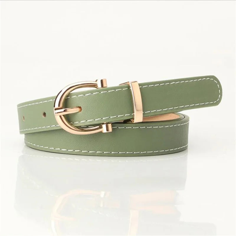 Women Belts New PU Leather Simple Metal Buckle Belt Girls Dress Jean Pants Waistband Belts for Lady Luxury Designer Brand
