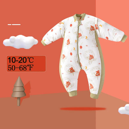 Toddler Winter Thick Cotton Pajamas Little Boys Girls Cartoon Print Romper Baby Child Neck Protection Zipper Jumpsuits 1-4Yrs
