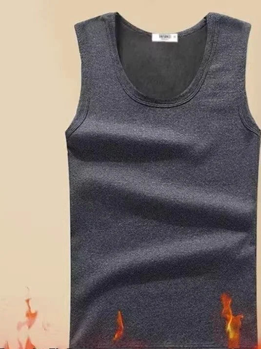 Thickened Fleece Warmth Men's Vest Sleeveless Underwear Base Shirt Youth round Neck  Color Winter Affordable Innerwear