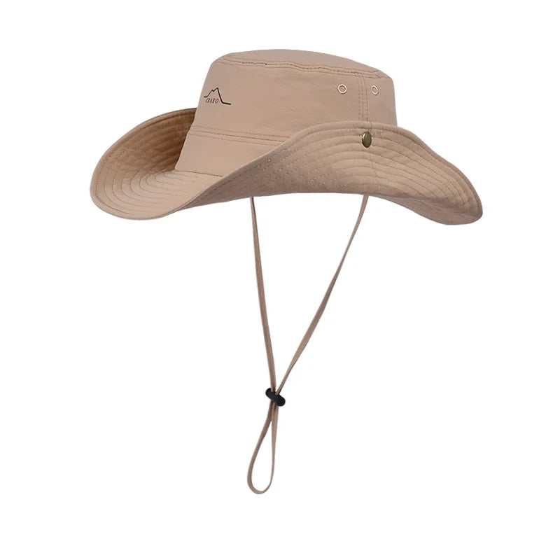 Waterproof and quick-drying summer wide-brimmed sun-protective hats for men and women, outdoor hiking and fishing sun hats
