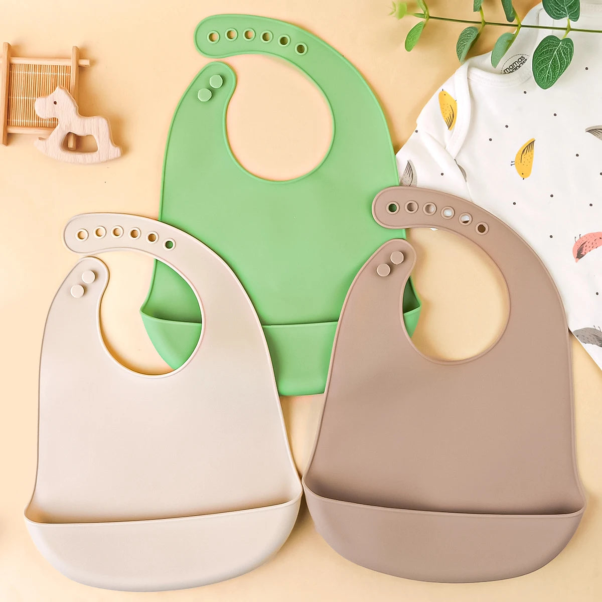 TYRY.HU 3pcs Waterproof Baby Bibs Baby Stuff Cute Kids Cartoon Bib Girl Boy Adjustable Soft Silicone Bib Baby Feeding Stuff