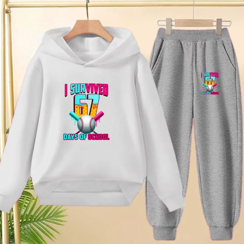 67 Children's Hoodies, 2 Pieces for Boys and Girls Aged 3-12, Comfortable Casual Hoodie+pants, Pullover, Hooded Sportswear