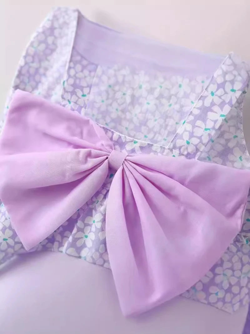 Baby Girl Clothing Set  Summer Newborn Dresses Toddler Clothes Korean Cute Bow Flowers Beach Infant Princess Dress
