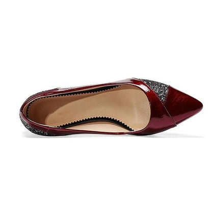 Women'S 4cm High Heels Elegant Fashion Red Pointed Toe Dress Office Shoes Wedding Bridal Loafers Party Shoes