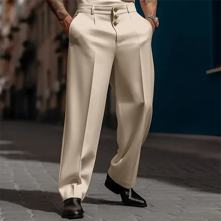 Men Straight Formal Trousers Loose Fashion Business Pants Comfortable Casual Wide Long Pants Social Pants Joggers Man Clothing
