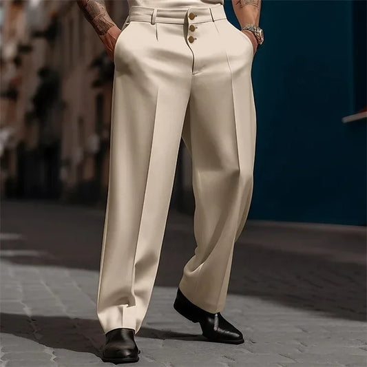 Men Straight Formal Trousers Loose Fashion Business Pants Comfortable Casual Wide Long Pants Social Pants Joggers Man Clothing