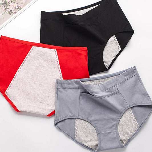 High Waisted Elasticity Underwear Breathable Period Underwear Solid Color Sanitary High Waisted Underwear For Women