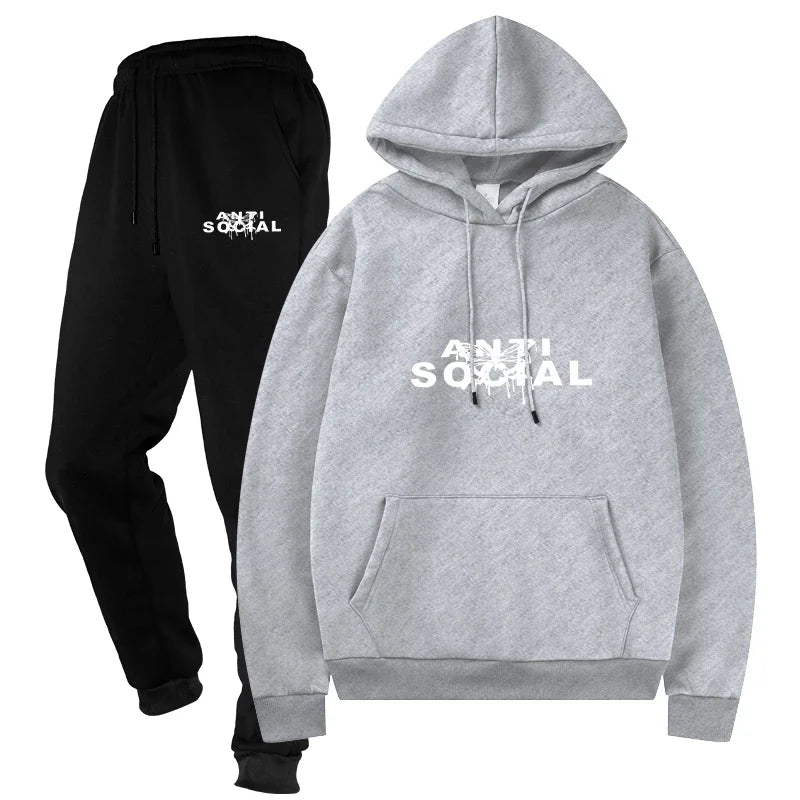 Men's Casual Sporting Suits Two - Piece Male Streetwear Sportswear Tracksuit Set Top and Pants Sweat Suit