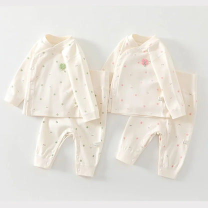 0-3Y Newborn Underwear 2Pcs Sets New Spring Infant Girls Boys Pure Cotton Sleepwear High Waist Pants Soft Baby Pajamas Clothes