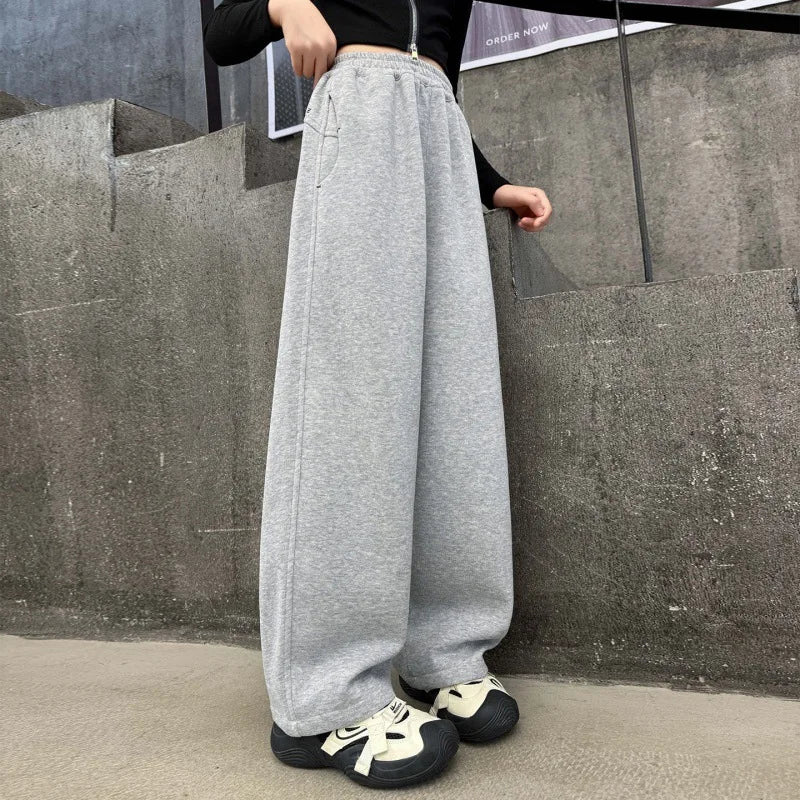 Girls Sweatpants 2025 Spring  Autumn New Style Teenagers Fashion Casual Sports Pants Children Straight Loose Wide-leg Trackpants