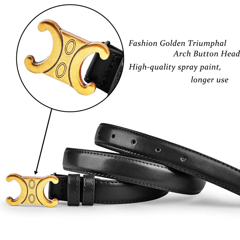 Fashion Women Belts High Quality Gold Buckle Best Matching Dress Jeans Belts for women