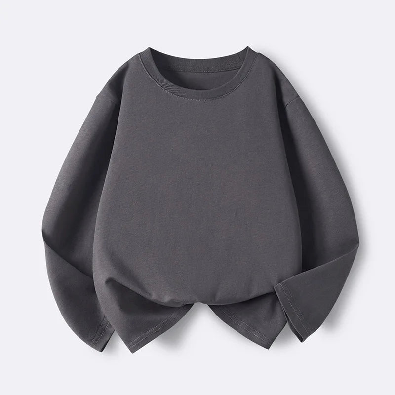Girls Boys Long Sleeve T-Shirts Casual Kids Pure Cotton O-neck Solid Tee Tops Spring Blouse T Shirt for Teens Girl Clothes 3-14Y
