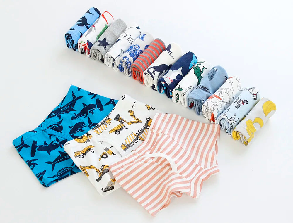 6 Pcs Baby Toddler Boys' Underwear,  100% Cotton Little Boys Briefs Soft Dinosaur Truck Boxer Briefs