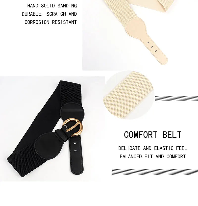 Women Belts PU Leather Corset Belt Female Metal Buckle Belts for Ladies Leisure Dress Jeans Wide Waistband