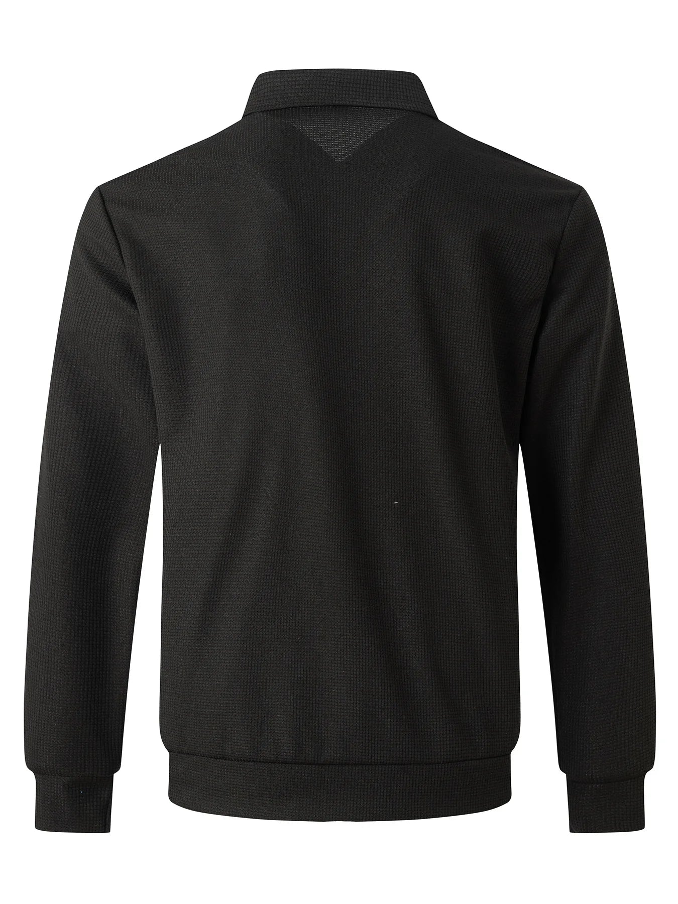 Teen Boys New Textured Waffle Zip Up Jacket Men's Casual Long Sleeve Coat With Zipper Pockets