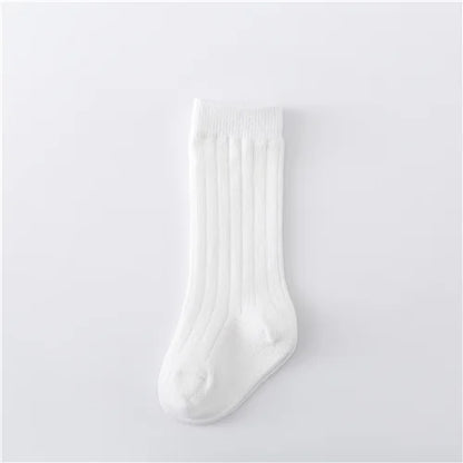 0-5Years Kids Boys Girls Socks Cotton Solid Striped Soft Baby Knee Long Children's Socks School Sport Baby Boy Sock 12 Color