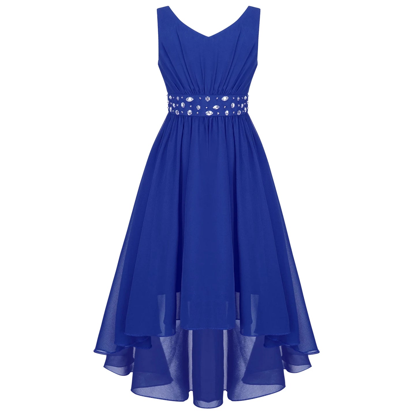Elegant Girl Shiny Beaded Dress Teen Girl Pink First Communion Ceremony Hi-Lo Hem Vestidos Kids Bridesmild Flower Girls Ball Gow
